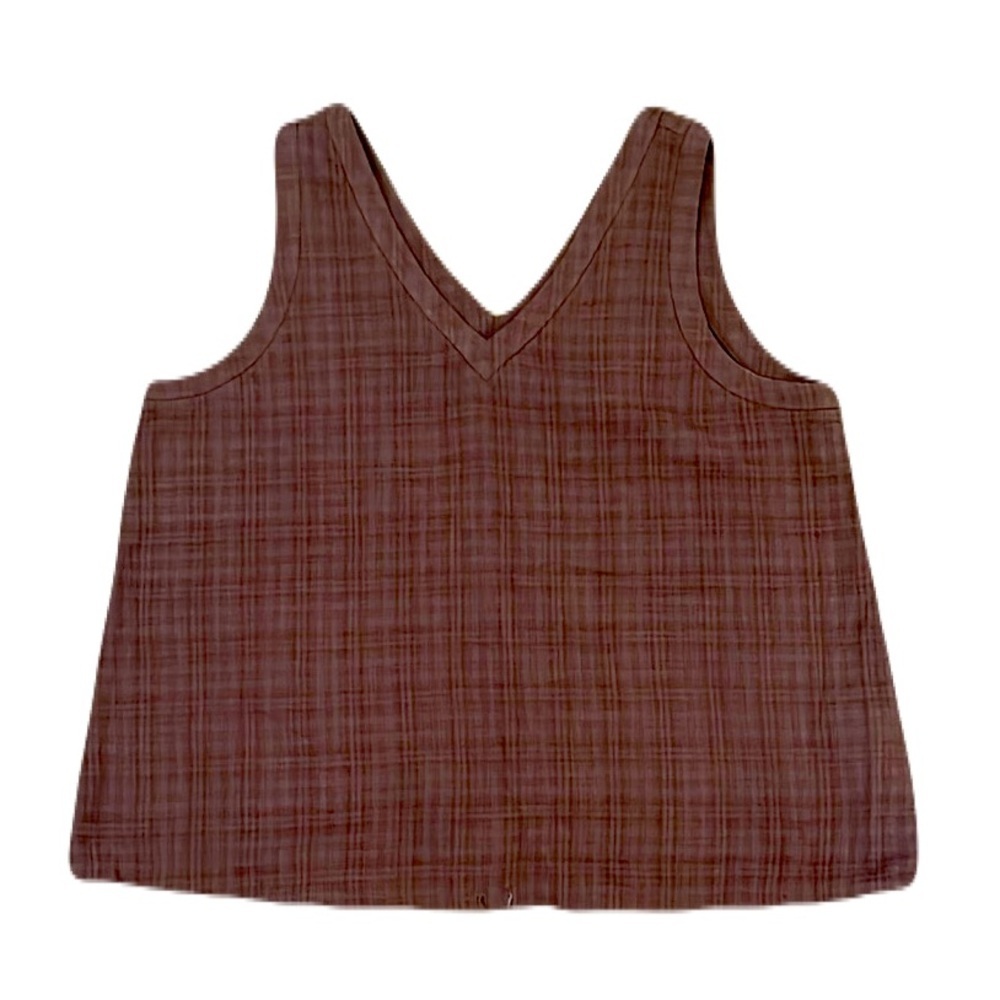 Paper Label Brown Sleeveless V-Neck Top Size XS